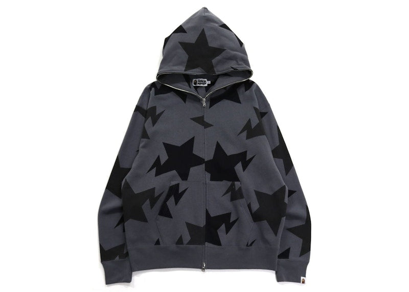 BAPE Sta Pattern Relaxed Fit Full Zip Hoodie Black