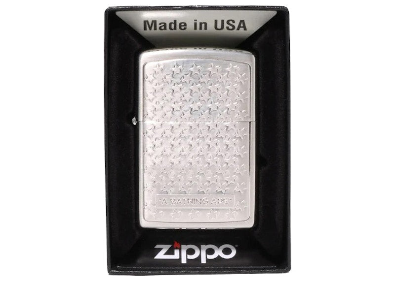 BAPE Sta Pattern Zippo Lighter Silver