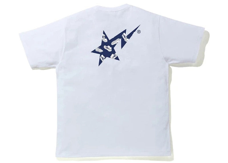 BAPE Sta Random Logo Tee White/Navy