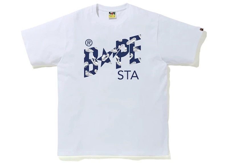 BAPE Sta Random Logo Tee White/Navy