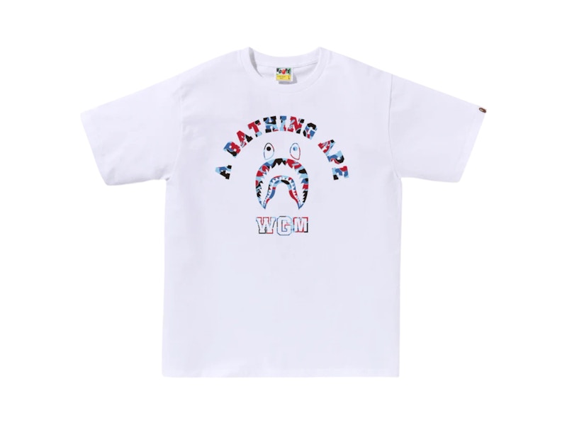 BAPE Store Chicago Shark College Tee White