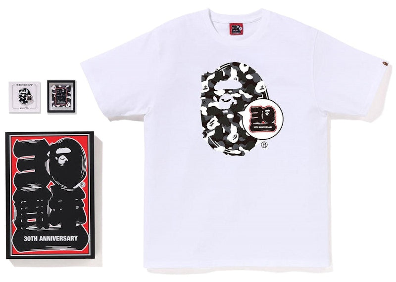 BAPE Store DSMG Bape 30th Anniversary Ape Head Tee Set White