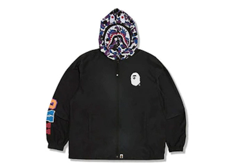 BAPE Store Hong Kong 16th Anniversary Shark Windbreaker Jacket Black