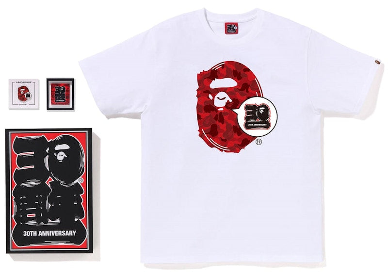 BAPE Store Rakuten Fashion Bape 30th Anniversary Ape Head Tee Set White