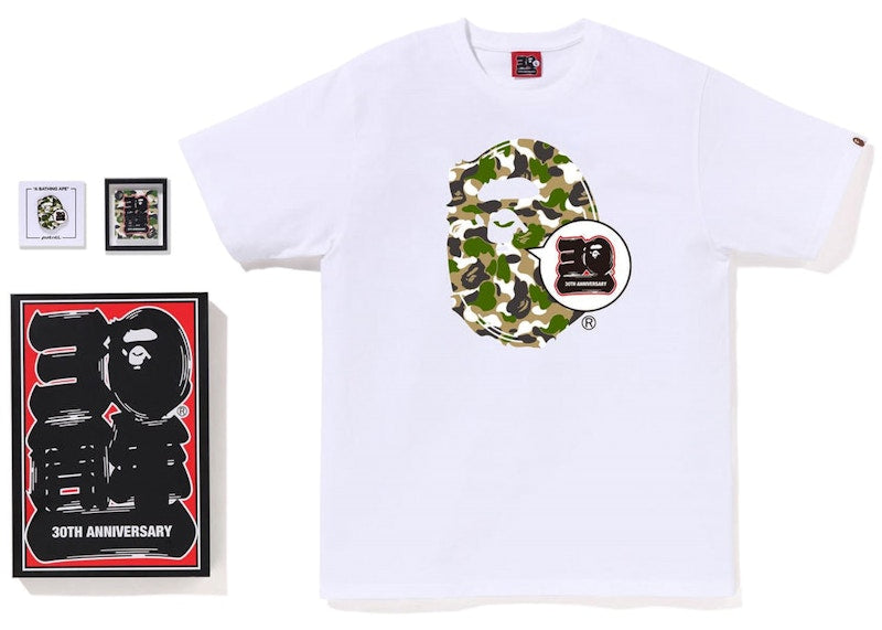 BAPE Store Zozotown Bape 30th Anniversary Ape Head Tee Set White