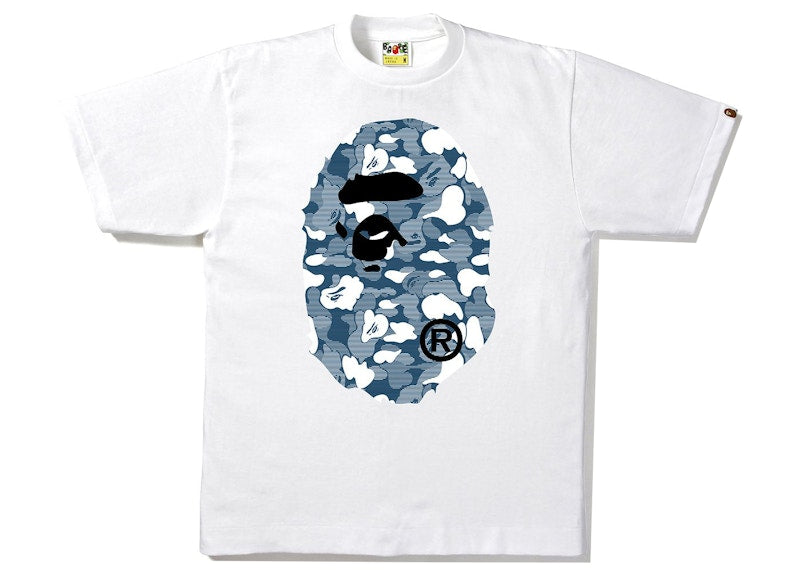 BAPE Stripe ABC Camo Big Ape Head Tee White/Navy