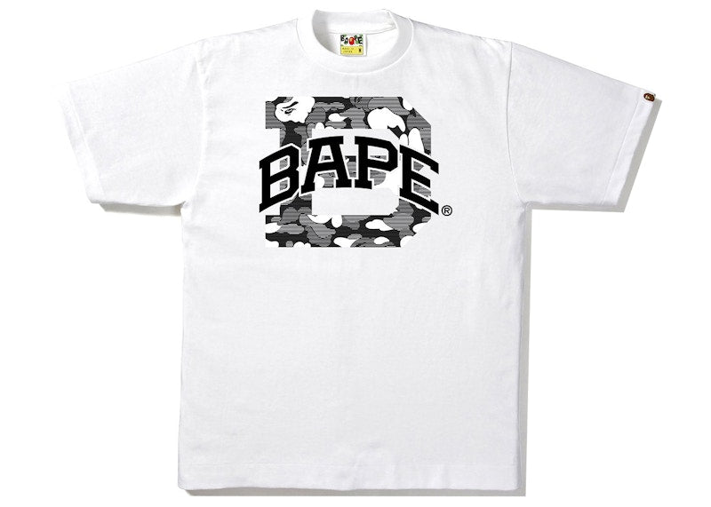 BAPE Stripe ABC Camo Logo Tee White/Black
