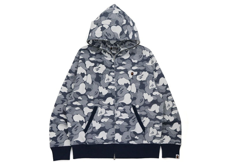 BAPE Stripe ABC Camo Relaxed Fit Full Zip Hoodie Navy