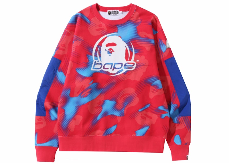 BAPE Stroke Camo Relaxed Fit Crewneck Red