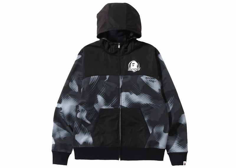 BAPE Stroke Camo Relaxed Fit Zip Hoodie Black