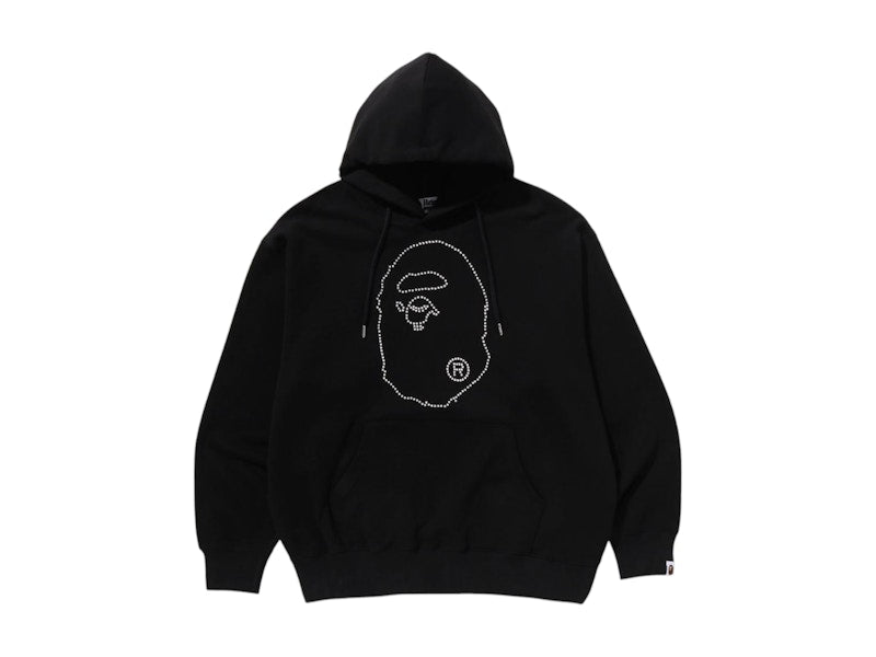 BAPE Studded Ape Head Relaxed Fit Pullover Hoodie Black