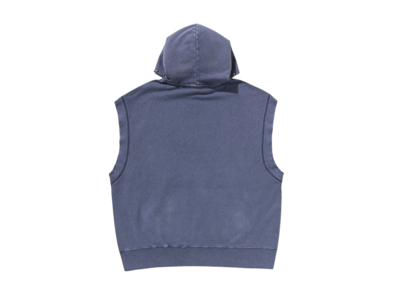 BAPE Studded Garment Dye Logo Sleeveless Pullover Hoodie Charcoal