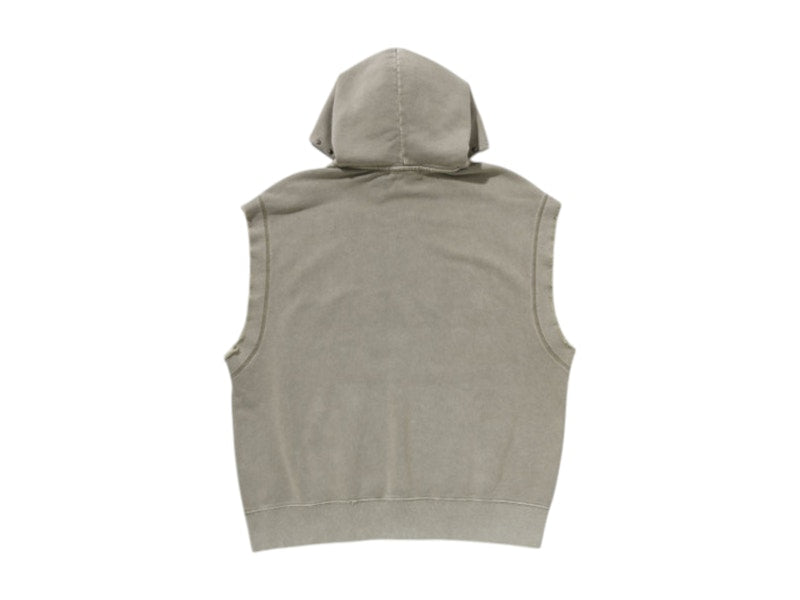 BAPE Studded Garment Dye Logo Sleeveless Pullover Hoodie Olivedrab
