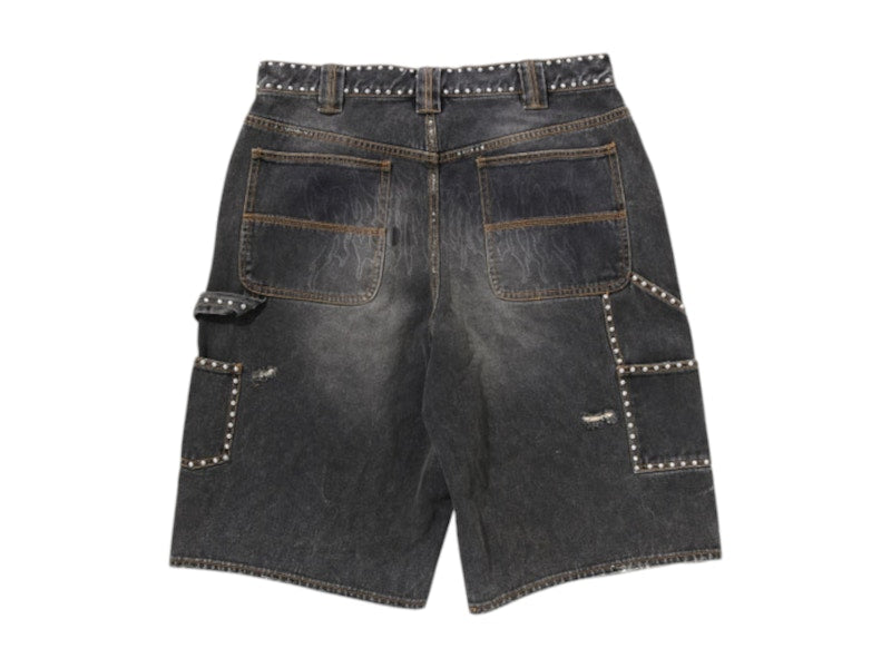 BAPE Studded Heavy Wash Relaxed Fit 13Oz Denim Shorts Black