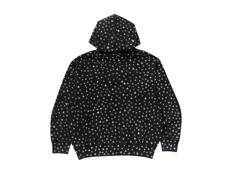 BAPE Studded Logo Relaxed Fit Pullover Hoodie Black