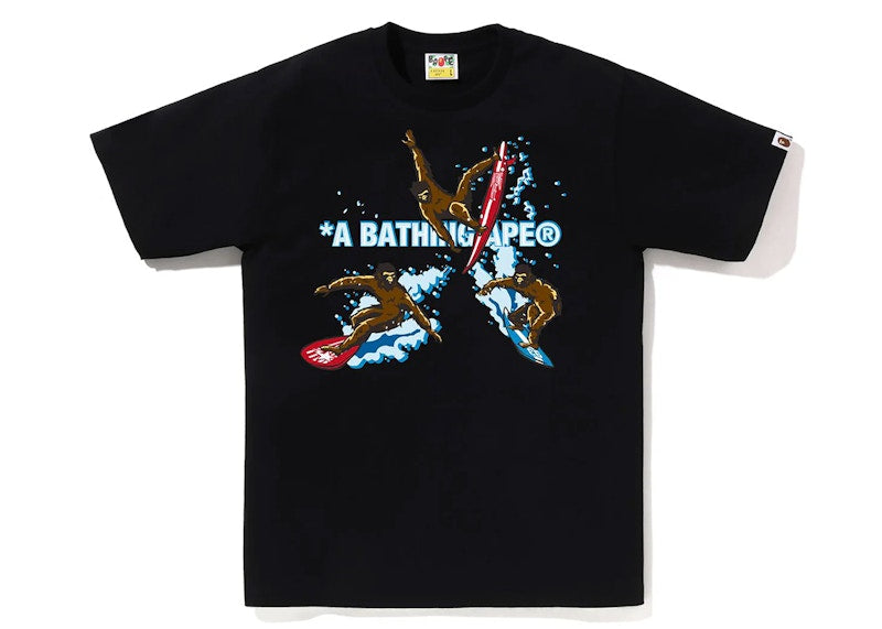 BAPE Surfing Apes Tee Black