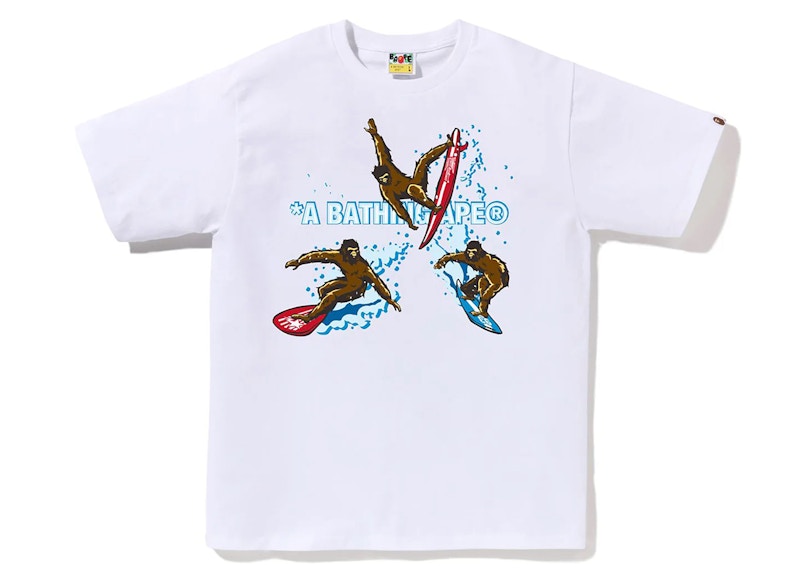 BAPE Surfing Apes Tee White