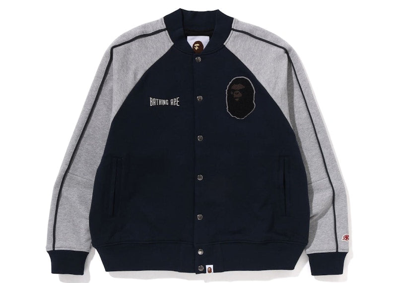 BAPE Sweat Varsity Jacket Navy