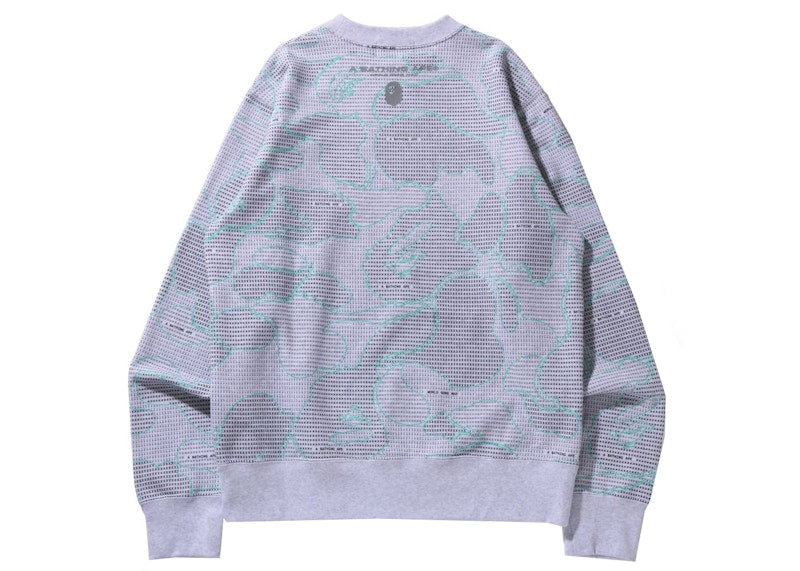 BAPE Text Code Camo Crewneck Gray
