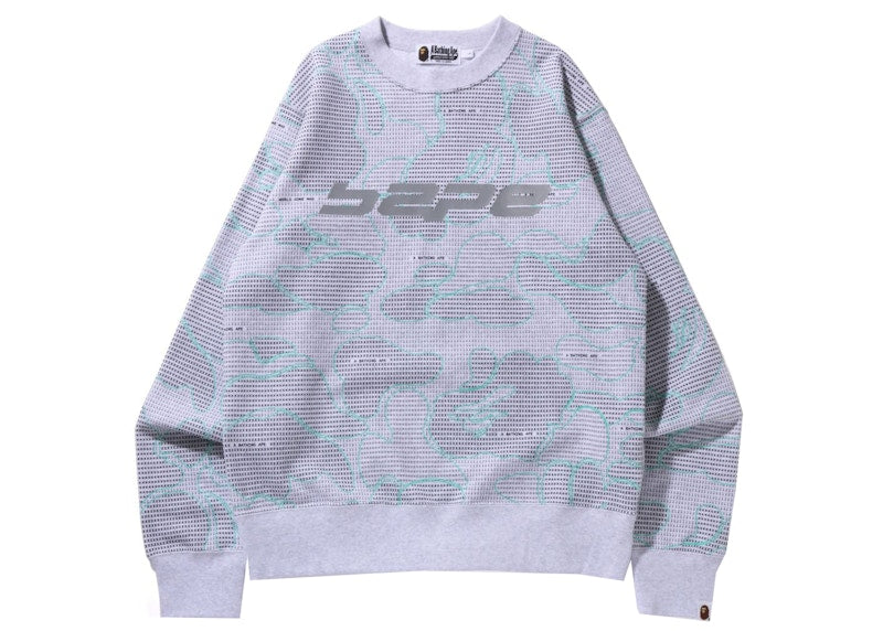 BAPE Text Code Camo Crewneck Gray