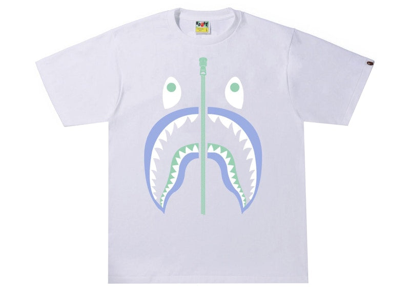 BAPE Text Code Camo Shark Tee White