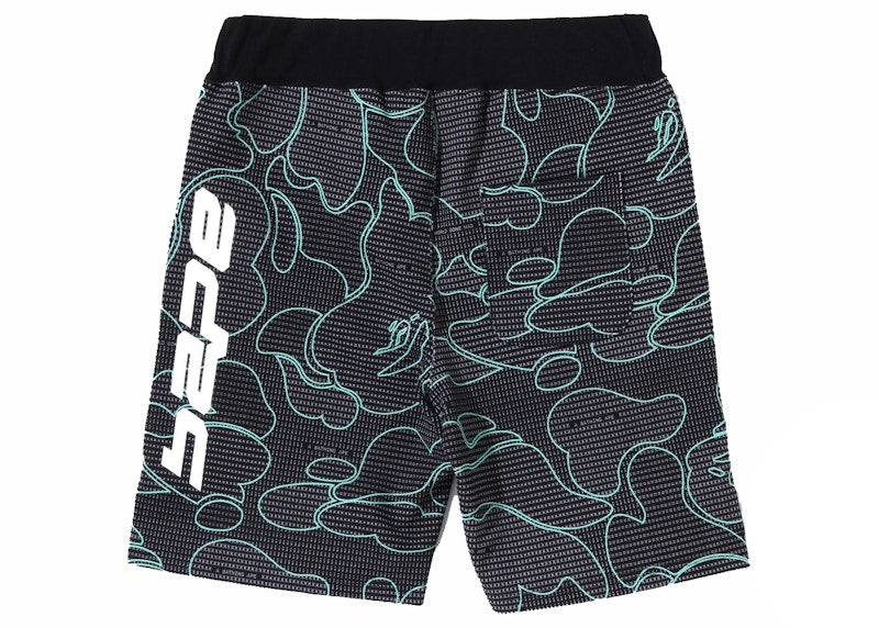BAPE Text Code Camo Sweat Shorts Black