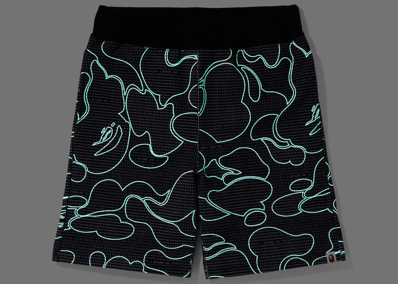 BAPE Text Code Camo Sweat Shorts Black