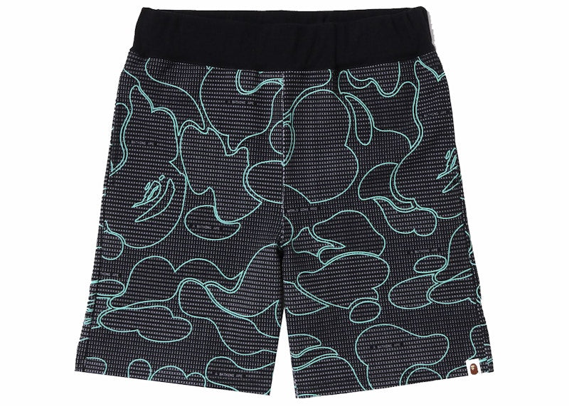 BAPE Text Code Camo Sweat Shorts Black