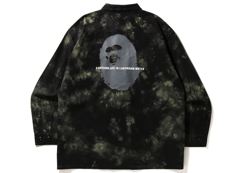 BAPE Tie Dye Army Jungle Fatigue Shirt Jacket Black