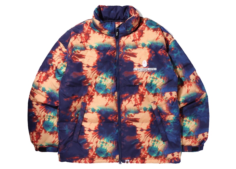 BAPE Tie Dye Loose Fit Down Jacket Navy