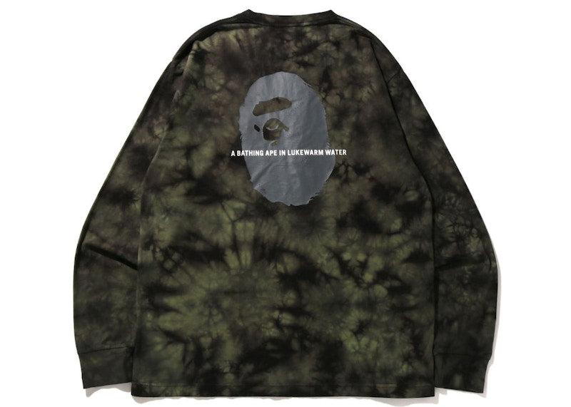 BAPE Tie Dye One Point Pocket Relaxed Fit L/S Tee Black
