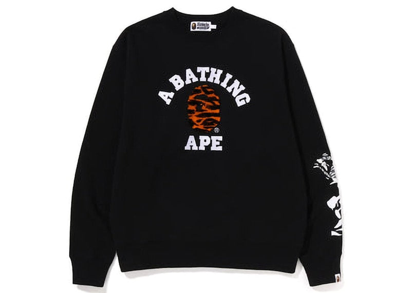 BAPE Tiger Camo College Relaxed Fit Crewneck Black