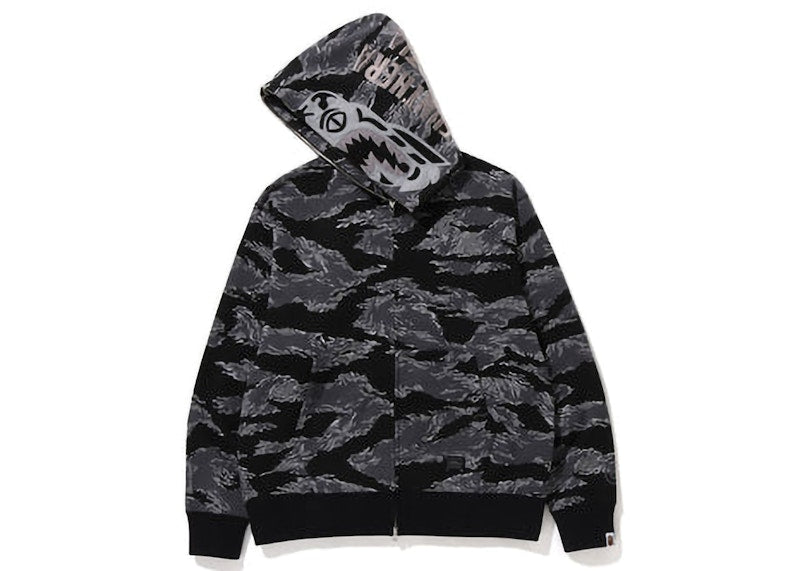 BAPE Tiger Camo Tiger Relaxed Fit Full Zip Hoodie (FW22) Black