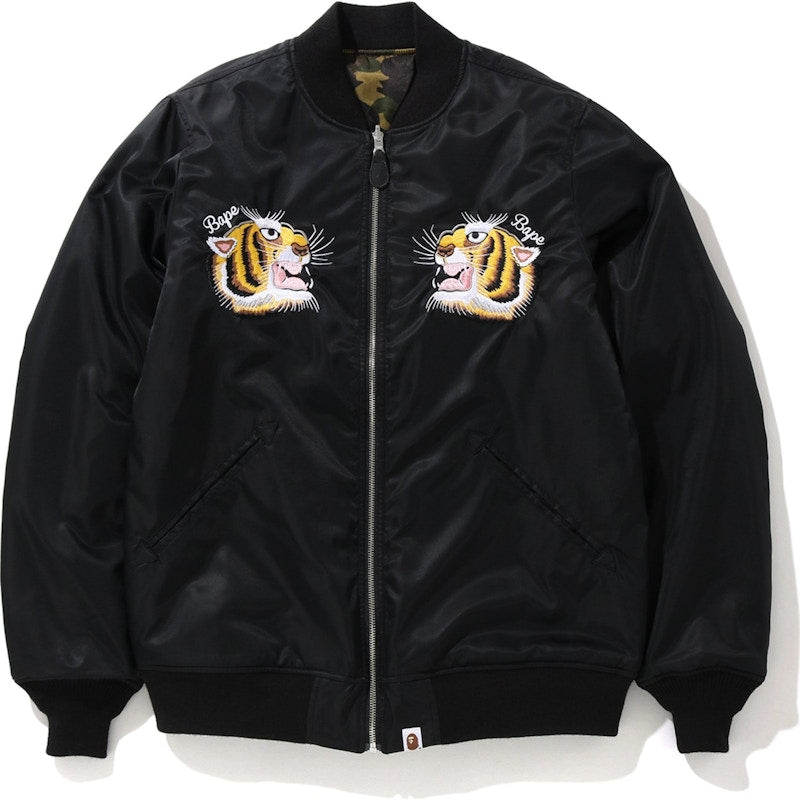 BAPE Tiger Embroidery Reversible Jacket Black