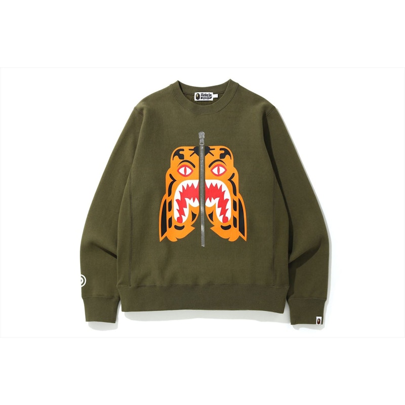 BAPE Tiger Heavy Weight Crewneck (FW19) Olive