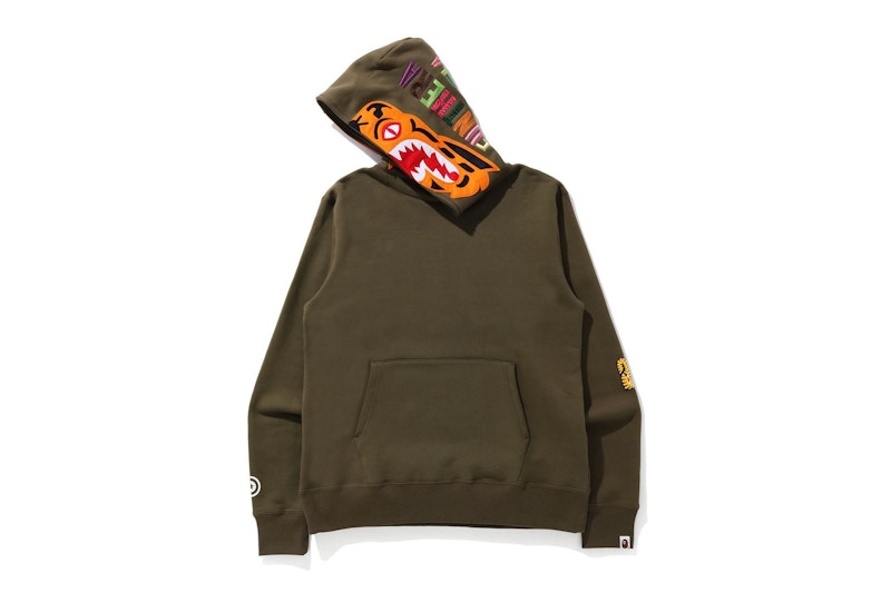 BAPE Tiger Wide Fit Pullover Hoodie Olivedrab