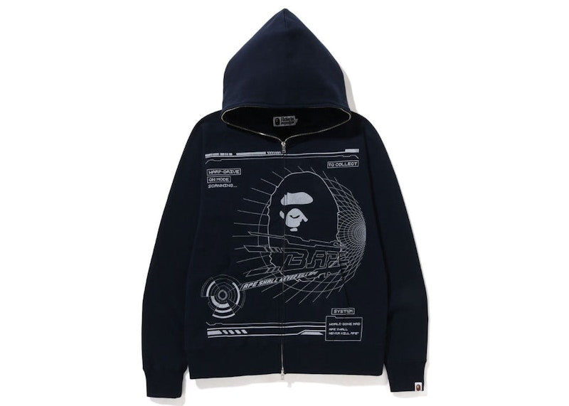 BAPE To Collect Overprinted Full Zip Hoodie Navy