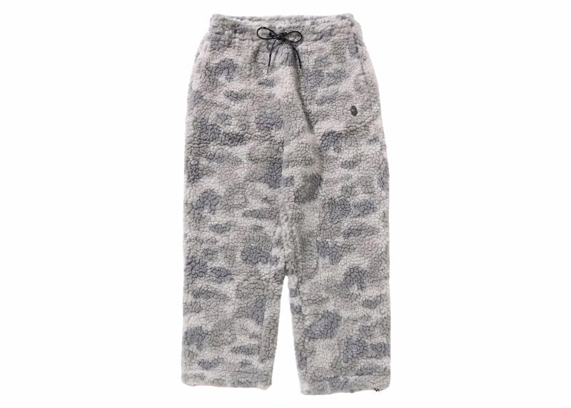 BAPE Tonal Solid Camo Metal Ape Head One Point Fleece Pants Gray