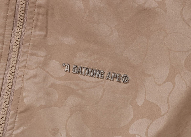 BAPE Tonal Solid Camo Metal Logo Pin Track Jacket Beige