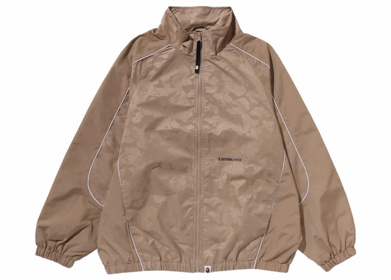 BAPE Tonal Solid Camo Metal Logo Pin Track Jacket Beige