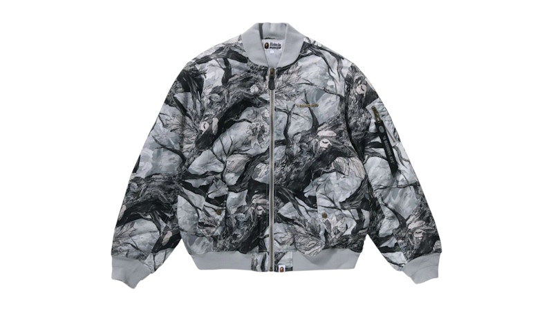 BAPE Tree Edge Camo Bomber Jacket White