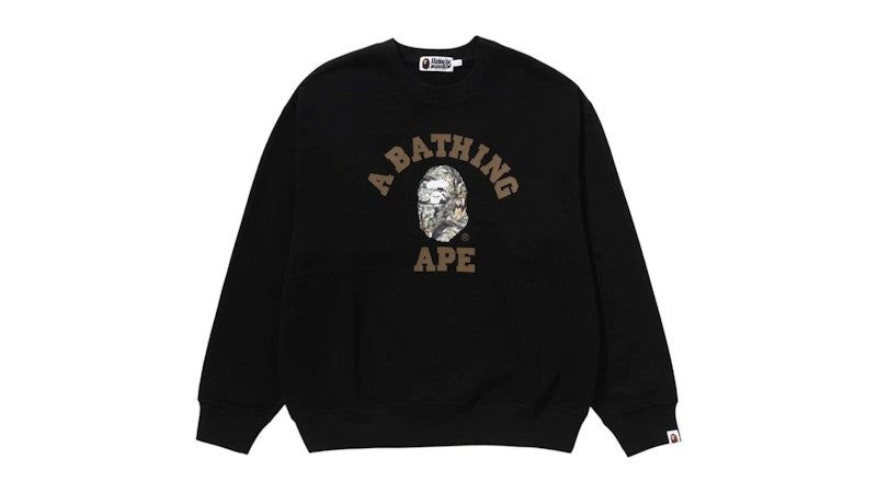 BAPE Tree Edge Camo College Relaxed Fit I Crewneck Sweatshirt Black