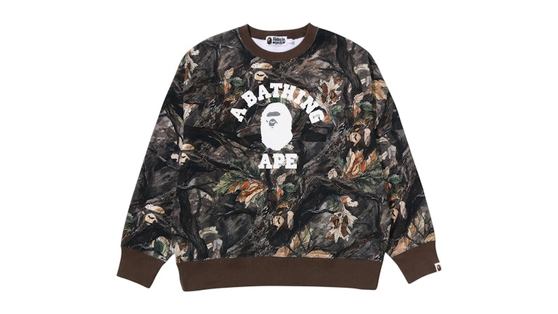 BAPE Tree Edge Camo College Relaxed Fit II Crewneck Sweatshirt Brown