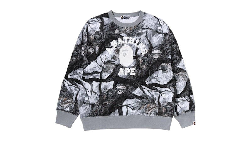 BAPE Tree Edge Camo College Relaxed Fit II Crewneck Sweatshirt White