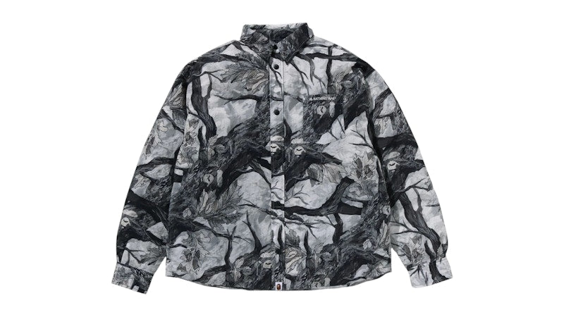 BAPE Tree Edge Camo Down Shirt Jacket White