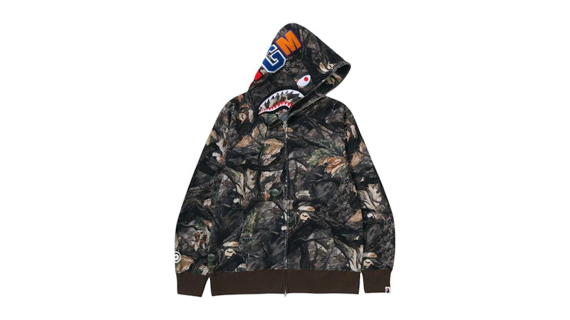 BAPE Tree Edge Camo Shark Full Zip Hoodie Brown
