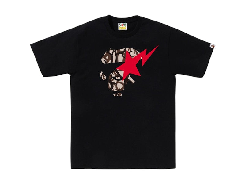 BAPE Trial Camo Ape Face Sta Tee Black/Beige
