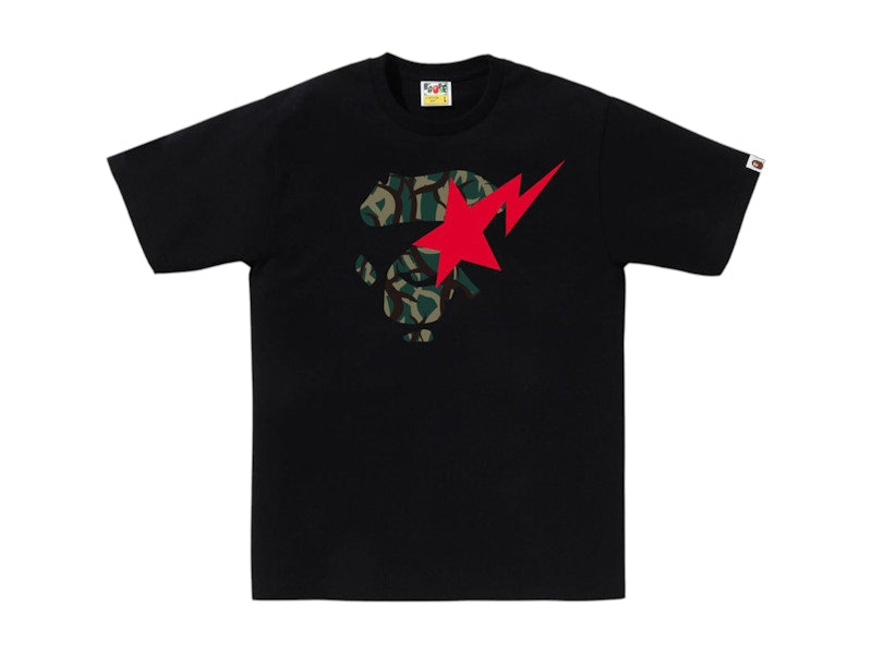 BAPE Trial Camo Ape Face Sta Tee Black/Green