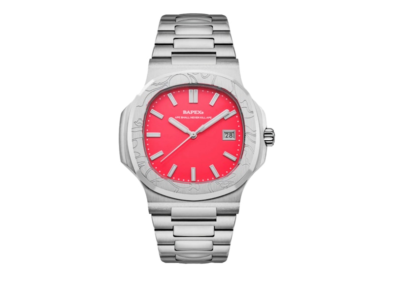 BAPE Type 10 Bapex #1 Watch 0ZXWHM187309N Silver/Pink
