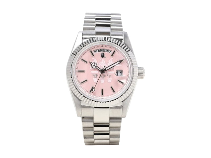 BAPE BAPY Type II BAPEX Watch Silver/Pink